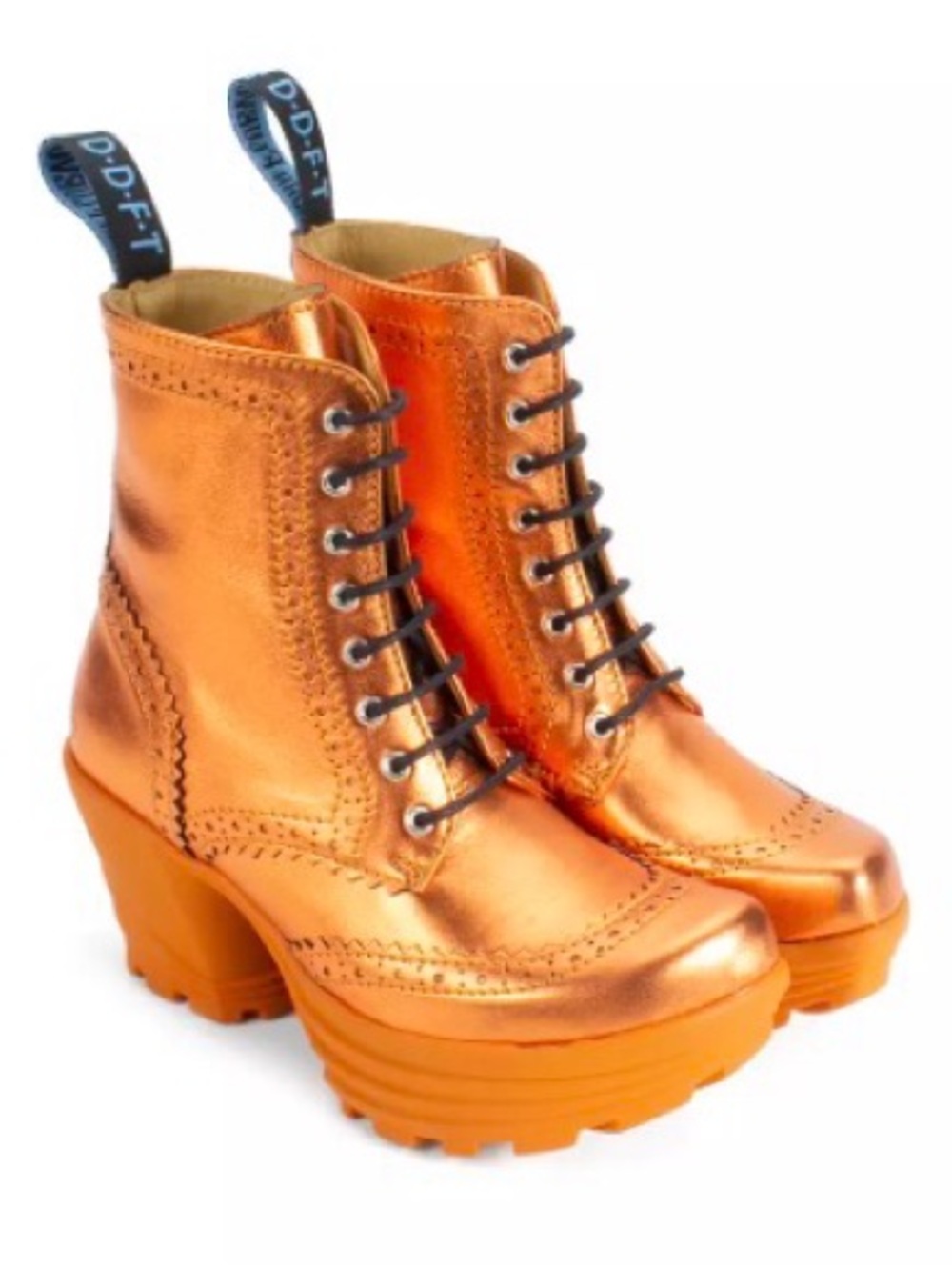 Orange Metallic Bebops John Fluevog size 9 good for size 8